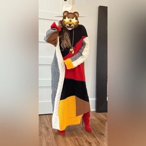 Geo patchwork sweater dress